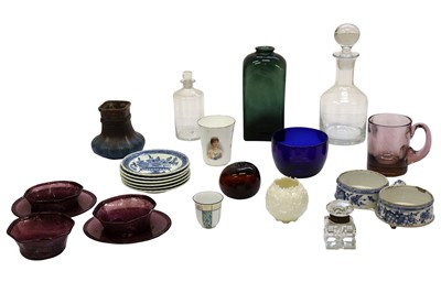 Lot 184 - A 20TH CENTURY GLASS DECANTER AND STOPPER