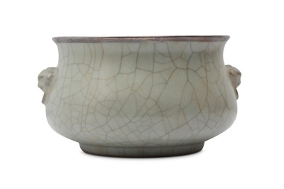 Lot 116 - A CHINESE CRACKLE-GLAZED BOMBE INCENSE BURNER.