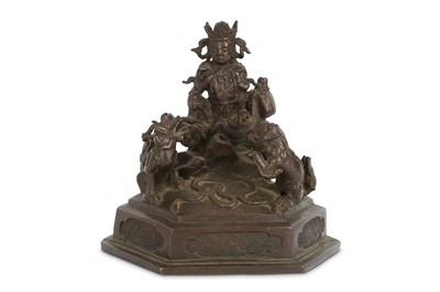 Lot 163 - A CHINESE BRONZE MODEL OF GUANYIN.