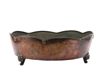 Lot 526 - A LARGE COPPER TRIPOD BASIN.