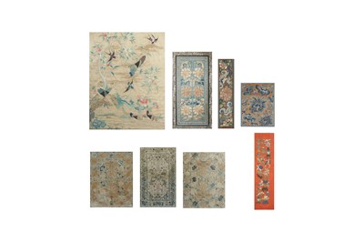 Lot 910 - EIGHT CHINESE EMBROIDERED SILK PANELS.