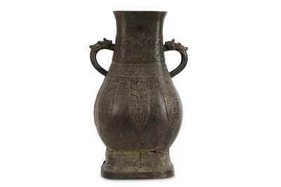Lot 237 - A LARGE CHINESE ARCHAISTIC BRONZE VASE, HU.