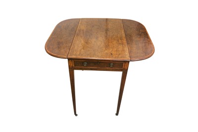 Lot 83 - A GEORGE III SHERATON STYLE MAHOGANY PEMBROKE TABLE