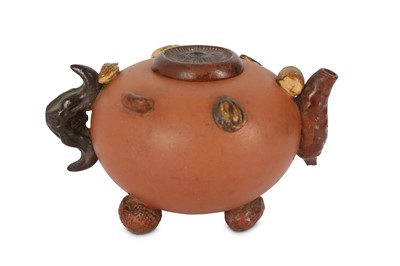 Lot 522 - A CHINESE YIXING ZISHA 'NUTS' TEAPOT AND COVER.