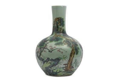 Lot 541 - A MASSIVE CHINESE CELADON-GLAZED 'THREE FRIENDS OF WINTER' VASE, TIANQIUPING
