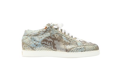 Lot 136 - Jimmy Choo Tea Rose Metallic Miami Trainer - Size 37.5