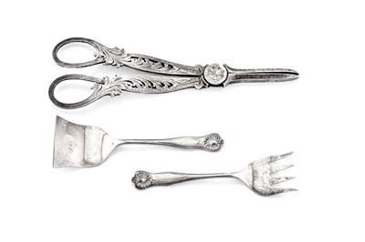 Lot 296 - A pair of Victorian sterling silver grape scissors, Sheffield 1887 by James Dixon and Sons