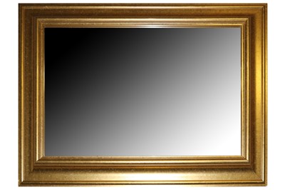 Lot 89 - A CONTEMPORARY RECTANGULAR MIRROR WITH A GILT CUSHION FRAME