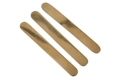 Lot 62 - THREE GOLD SHIRT COLLAR BONES, BY ASPREY & CO., 1963-1965