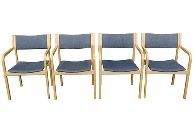 Lot 74 - FOUR BEECH ARMCHAIRS, 20TH CENTURY