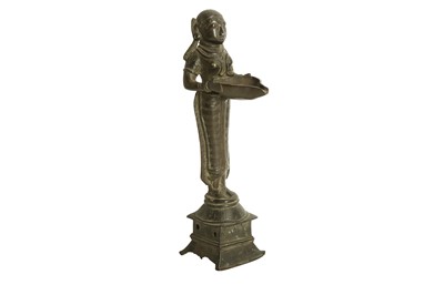 Lot 220 - A BRONZE DIPA LAKSHMI OIL LAMP