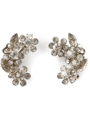 Lot 80 - Vintage Crystal Floral Clip On Earrings CIRCA 1950's