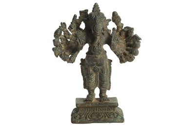 Lot 225 - A BRONZE TANTRIC GANESH
