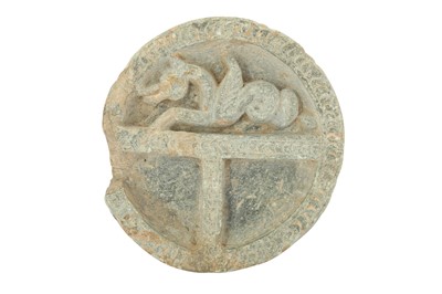 Lot 157 - A CARVED GREY SCHIST OFFERING TRAY