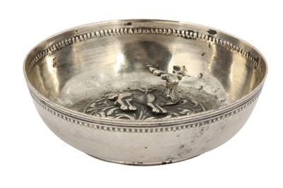 Lot 232 - AN OTTOMAN REPOUSSÉ  SILVER TAZA (BOWL)