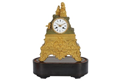 Lot 97 - A FRENCH GILT BRONZE MANTEL CLOCK, 19TH CENTURY