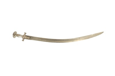 Lot 126 - A SILVER-DAMASCENED STEEL TULWAR (SWORD)
