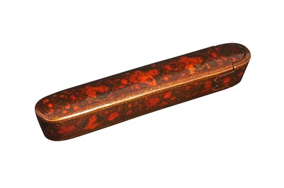 Lot 281 - A QAJAR LACQUERED PAPIER-MÂCHÉ QALAMDAN (PEN BOX)