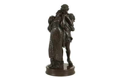 Lot 52 - GIOVANNI BATTISTA AMENDOLA (ITALIAN, 1848-1887): A BRONZE FIGURAL GROUP OF TWO LOVERS 'WEDDED'