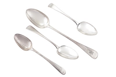 Lot 227 - A pair of George III sterling silver tablespoons, London 1812 by Mary and Eliza Sumner