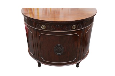 Lot 3 - A PAIR OF REPRODUCTION D-SHAPED MAHOGANY COMMODES, IN THE ADAM TASTE