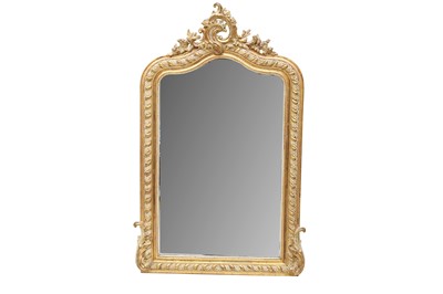 Lot 49 - A FRENCH GILTWOOD AND GESSO OVERMANTEL MIRROR, LATE 19TH CENTURY