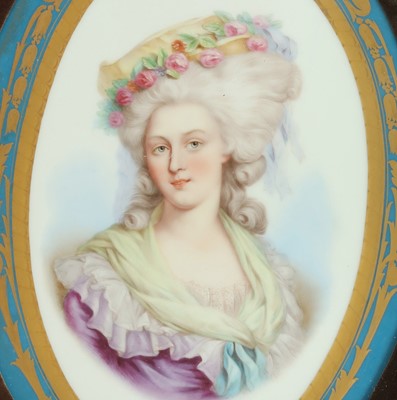 Lot 70 - A PAIR OF 19TH CENTURY FRENCH SEVRES STYLE PORCELAIN PORTRAITS OF NOBLE WOMEN