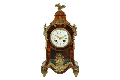 Lot 179 - A LATE 19TH CENTURY FRENCH TORTOISESHELL AND ORMOLU MANTEL CLOCK RETAILED BY HARROD'S