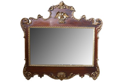 Lot 167 - A LARGE 19TH CENTURY IRISH MAHOGANY AND PARCEL GILT WALL MIRROR