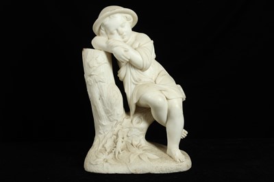 Lot 10 - A LATE 19TH CENTURY ITALIAN MARBLE FIGURE OF A SLEEPING BOY