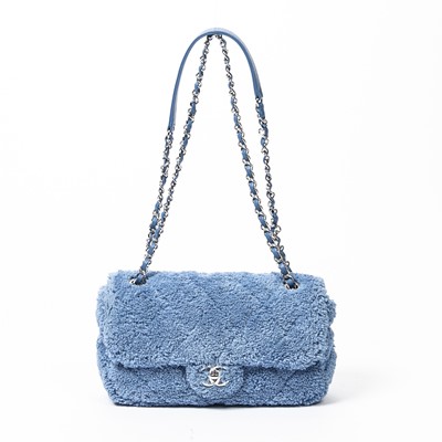 Lot 76 - Chanel Blue Medium Single Flap Bag