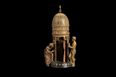 Lot 1041 - AFTER FRANS XAVER BERGMAN (AUSTRIAN, 1861-1936): A COLD PAINTED BRONZE EROTIC GROUP
