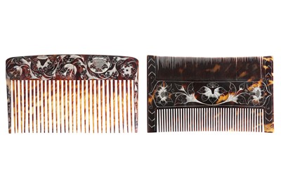 Lot 37 - TW0 RARE AND IMPORTANT LATE 17TH CENTURY JAMAICAN COLONIAL ENGRAVED TORTOISESHELL WIG COMBS