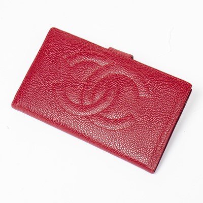 Lot 20 - Chanel Red Logo Long Bifold Wallet
