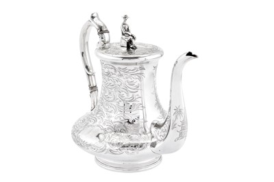 Lot 341 - A Victorian sterling silver coffee pot, Birmingham 1841 by G R Collis & Co
