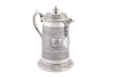 Lot 336 - A Victorian Scottish sterling silver flagon, Glasgow 1872 by George Edward & Sons