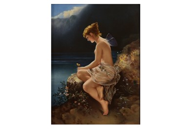 Lot 66 - A LARGE LATE 19TH CENTURY BERLIN K.P.M. PORCELAIN PLAQUE DEPICTING PSYCHE