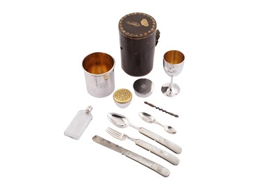 Lot 61 - A Victorian sterling silver fitted travelling personal canteen, London 1869 by Henry William Dee