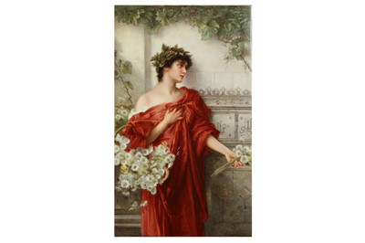 Lot 64 - A LATE 19TH CENTURY BERLIN K.P.M. PORCELAIN PLAQUE DEPICTING 'MARGUERITES'