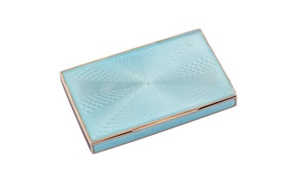 Lot 80 - An early 20th century German 935 standard silver, lacquer, and guilloche enamel cigarette case, import marks for London 1918 by George Stockwell