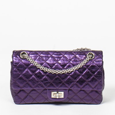 Lot 50 - Chanel Metallic Purple Reissue 2.55 Double Flap Bag