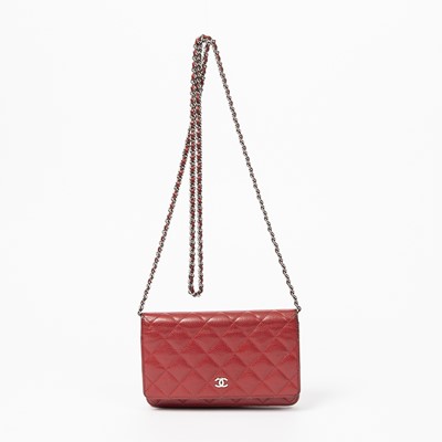 Lot 2 - Chanel Red Chain Single Flap Bag