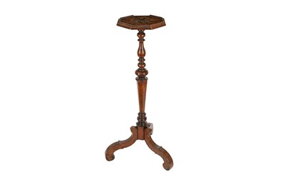 Lot 23 - A DUTCH WALNUT AND MARQUETRY CANDLE STAND, IN THE 17TH CENTURY STYLE, 19TH CENTURY