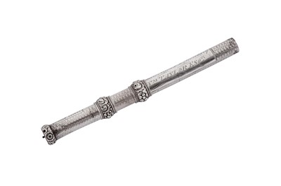 Lot 17 - A George IV sterling silver propelling Bramah dip pen and pencil, London 1823 by Sampson Mordan (1790-1843, reg. June 1823)
