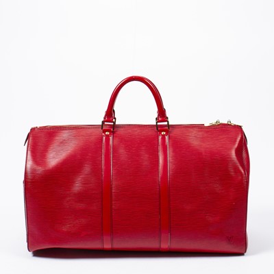 Lot 18 - Louis Vuitton Red Epi Keepall 50