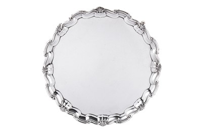 Lot 448 - A large Edwardian sterling silver salver, Sheffield 1902 by James Dixon and Son