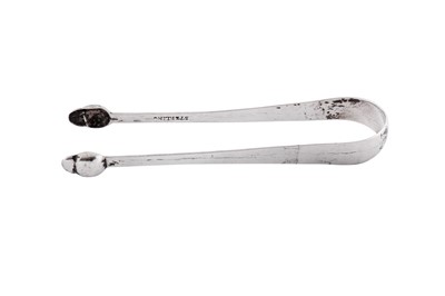 Lot 222 - A rare pair of George III Irish provincial sugar tongs, Limerick circa 1785 by Thomas John Burke (active 1784-1800)
