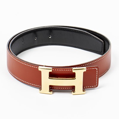 Lot 24 - Hermes Brick Togo Reversible Constance Belt 65