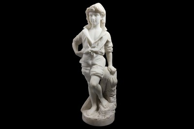 Lot 18 - CESARE LAPINI (ITALIAN, 1848-1893): A MARBLE FIGURE OF A FISHERBOY