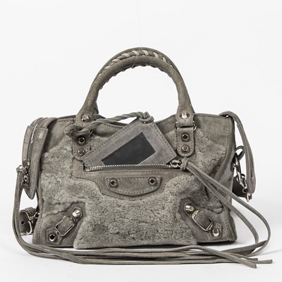 Lot 59 - Balenciaga Grey Shearling Fur Mini City